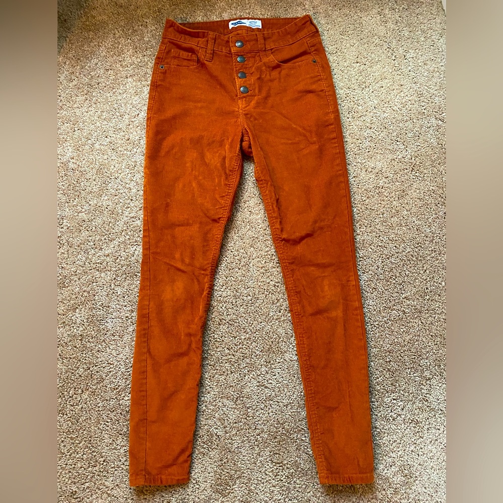 Rust Orange Corduroy High-Waited Skinny Jeans